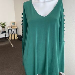 NWT Michael Kors Open Arm Emerald Green hot blouse